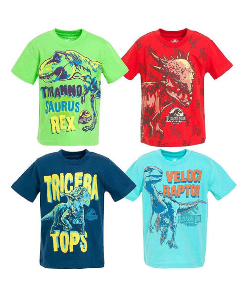 Toddler Boys Dinosaur T-Rex 4 Pack T-Shirts to