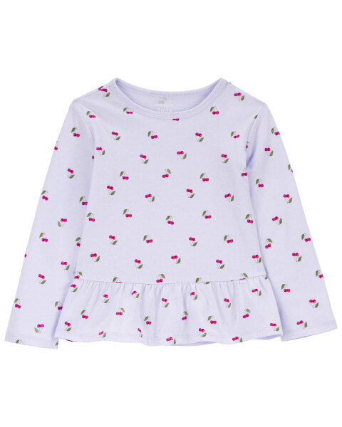 Toddler Cherry Print Peplum Top 2T