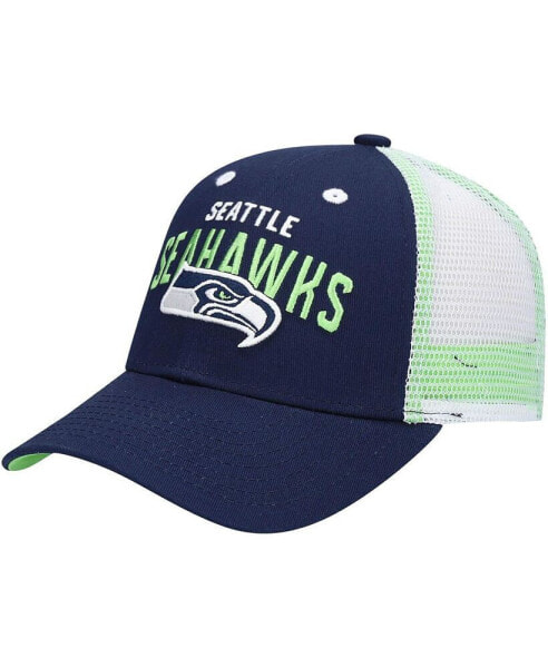 Preschool Unisex College Navy, White Seattle Seahawks Core Lockup Mesh Back Snapback Hat