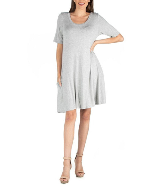 Soft Flare T-Shirt Dress with Pocket Detail