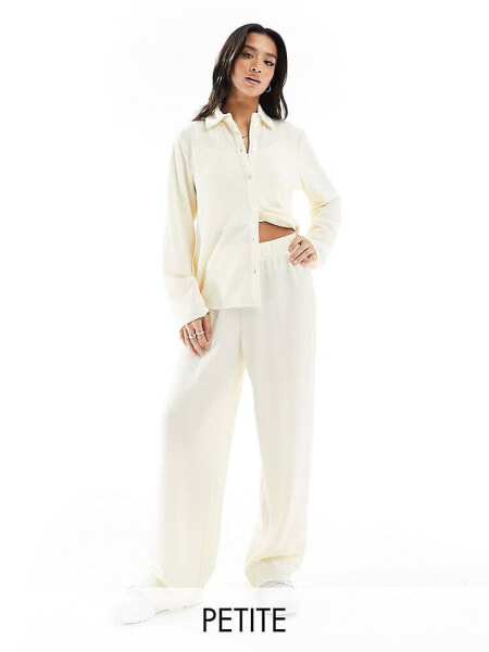 Vero Moda Petite textured jersey trouser co-ord in cream