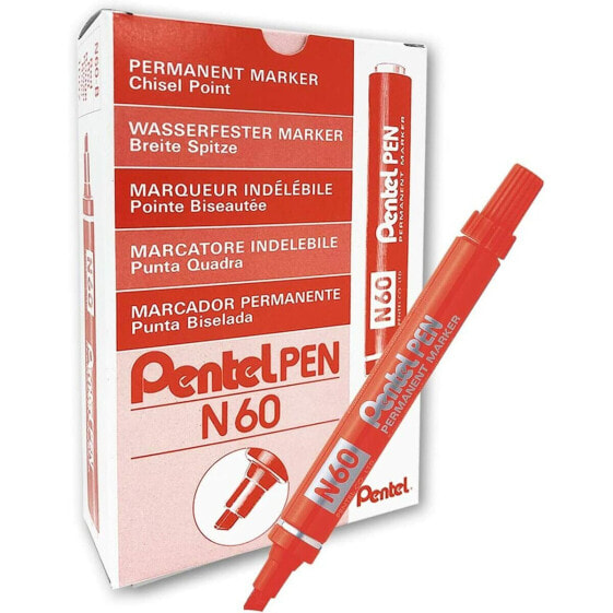 Постоянные фломастеры Pentel N60 Красные 12 штук