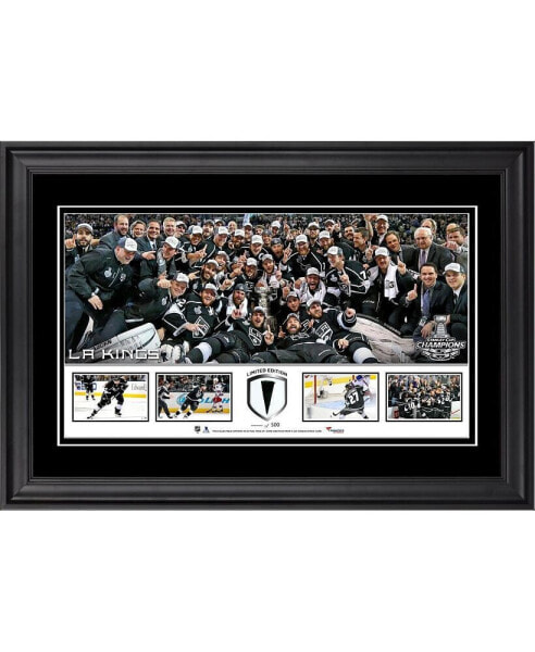 Los Angeles Kings 2014 Stanley Cup Champions Framed Panoramic with Piece of Game-Used Puck-Limited Edition of 500