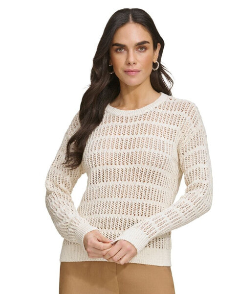 Women's Cotton Open-Stitch Sweater