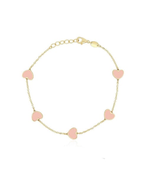Pink Pearl Heart Station Bracelet