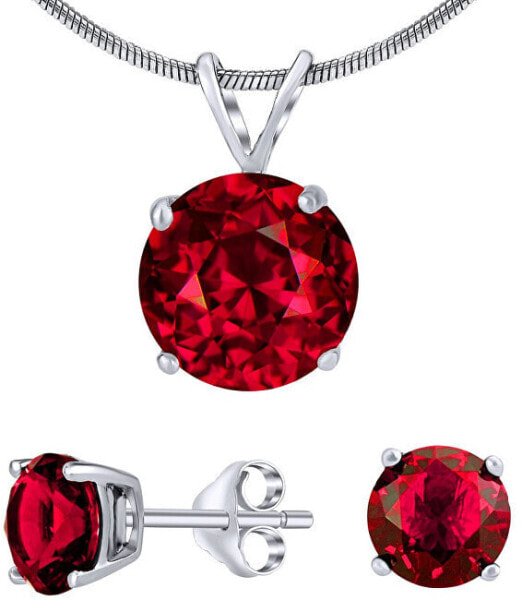 Silver jewelry set with crystal glass JJJS7RR1 (earrings, pendant)