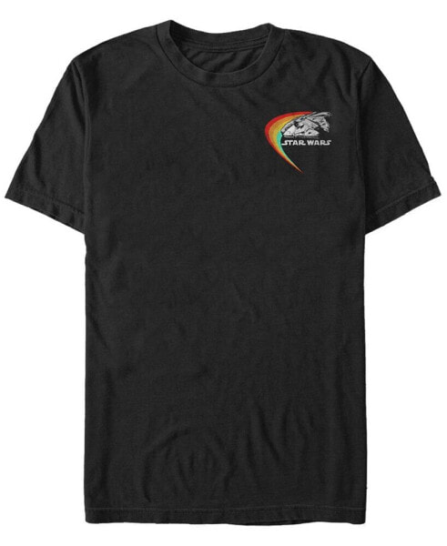 Star Wars Men's Rainbow Stroke Millennium Falcon Left Chest Logo Short Sleeve T-Shirt