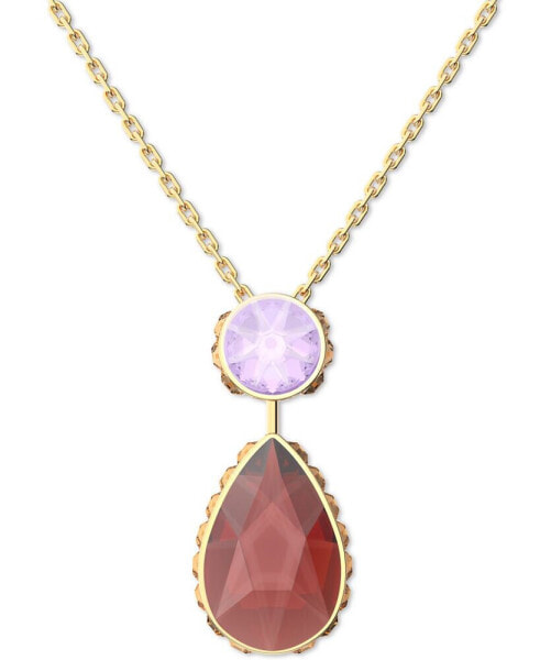 Gold-Tone Color Crystal 14-7/8" Reversible Pendant Necklace