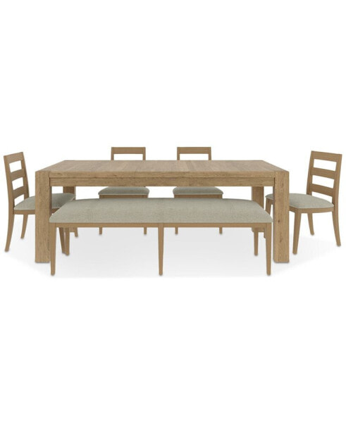 Davie Rectangle Dining 6pc Set (Table + 4 Ladder Back Side Chair + Bench)