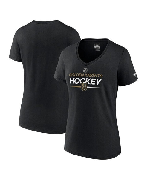 Women's Black Vegas Golden Knights Authentic Pro V-Neck T-shirt