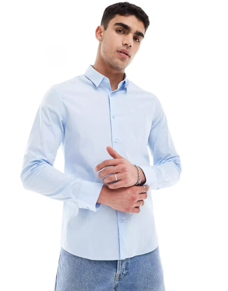 Calvin Klein poplin stretch slim shirt in light blue