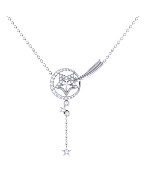Stella Comet Design Sterling Silver Diamond Drop Women Necklace