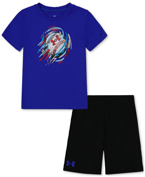 Toddler & Little Boys UA Max Baseball Graphic T-Shirt & Shorts, 2 Piece Set