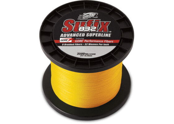 Sufix 832 Braid Fishing Line | Hi-Vis Yellow | 20 lb | 3500 yd