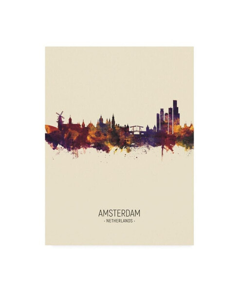 Michael Tompsett Amsterdam the Netherlands Skyline Portrait III Canvas Art - 15.5" x 21"