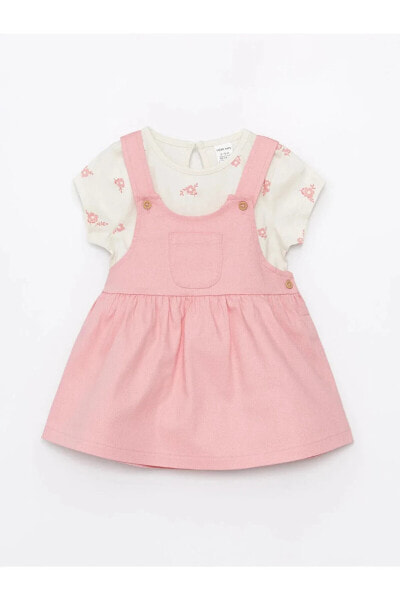 Костюм для малышей LC WAIKIKI Цветочное платье и комбинезон с коротким рукавом 2-пакетный.