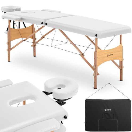 Stół łóżko do masażu drewniane przenośne składane Toulouse White do 227 kg białe
