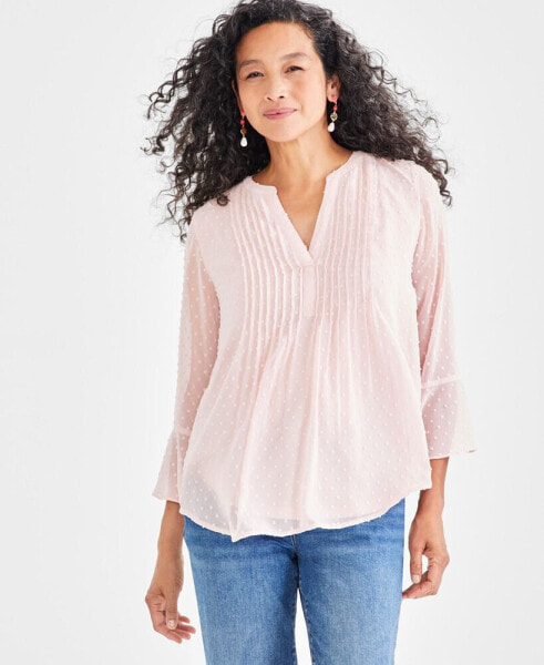 Women's Textured Pintuck Ruffle Sleeve Top, Regular & Petite, Created for Macy's