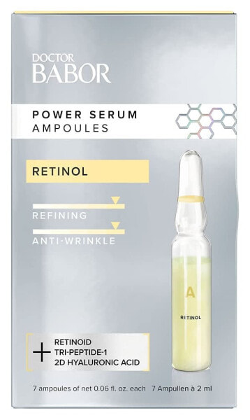 Doctor BABOR Power Serum Retinol, Ampoules for Face, Hyaluronic Acid + Retinol for Regeneration with Anti-Ageing Effect, Vegan Formula, 7 x 2 ml