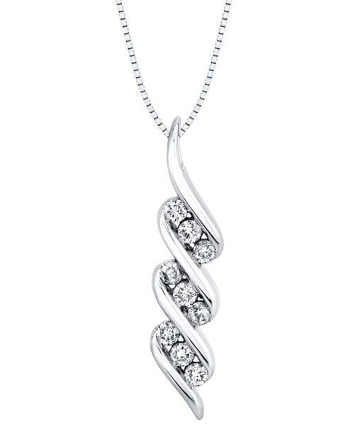 Diamond Swirl Pendant Necklace (1/3 ct. t.w.) in 14k White Gold