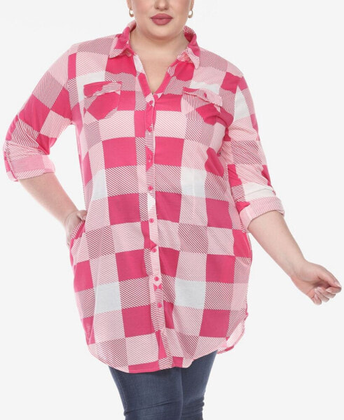 Plus Size Plaid Tunic Shirt