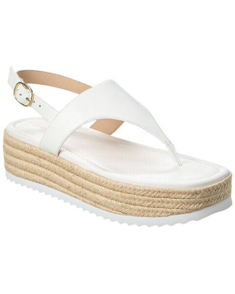 Stuart Weitzman Mel Leather Espadrille Flatform Sandal Women's White 7