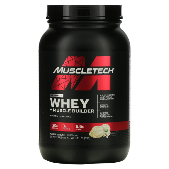 Platinum Whey + Muscle Builder, Vanilla Cream, 1.8 lbs (817 g)