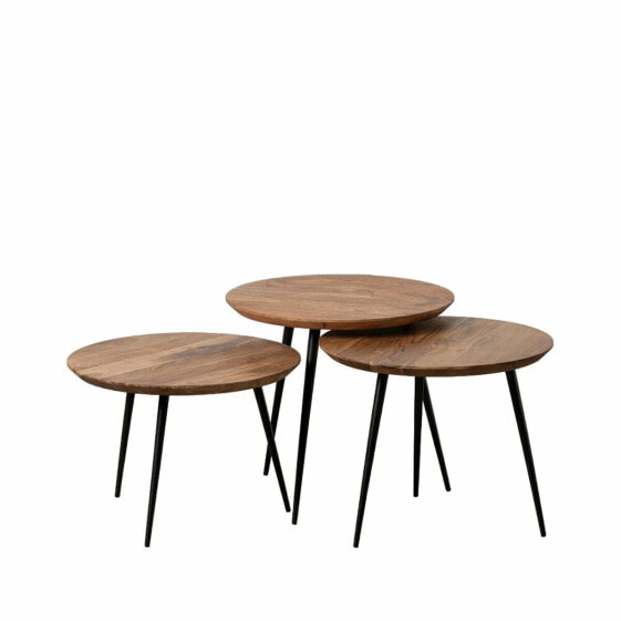 Набор из трех столиков Деревянный Металл Железо древесина акации 50 x 50 x 45 cm