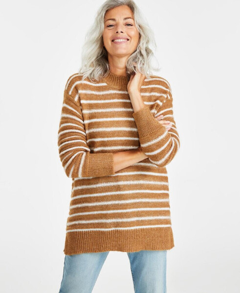 Women's Textured Crewneck Tunic Sweater, Regular & Petite, Created for Macy's