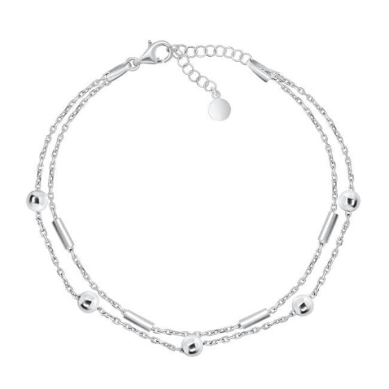 Stylish double silver bracelet BRC90W