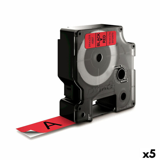 Ламинированная лента для фломастеров Dymo D1 45807 LabelManager™ Чёрный Красный (5 штук)