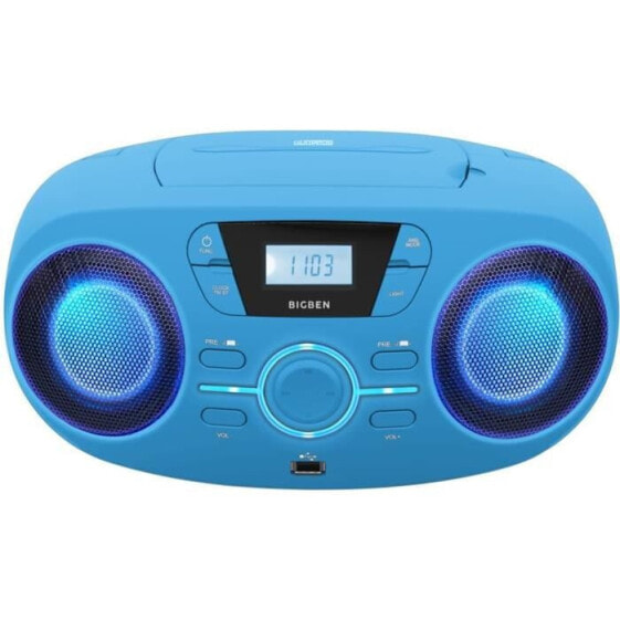 BIGBEN CD61BLUSB Tragbare Radio-CD-USB-Blau + Leuchtlautsprecher