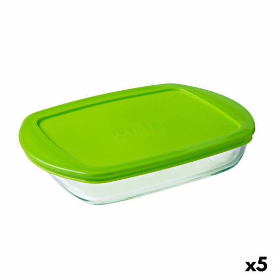 Прямоугольная коробочка для завтрака с крышкой Pyrex Prep&store Px Зеленый 1,6 L 28 x 20 cm Cтекло (5 штук)