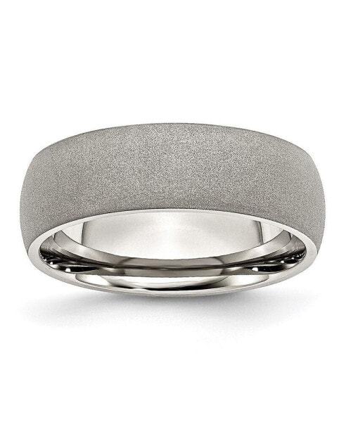 Stainless Steel Polished with Stone Finish 7mm Band Ring