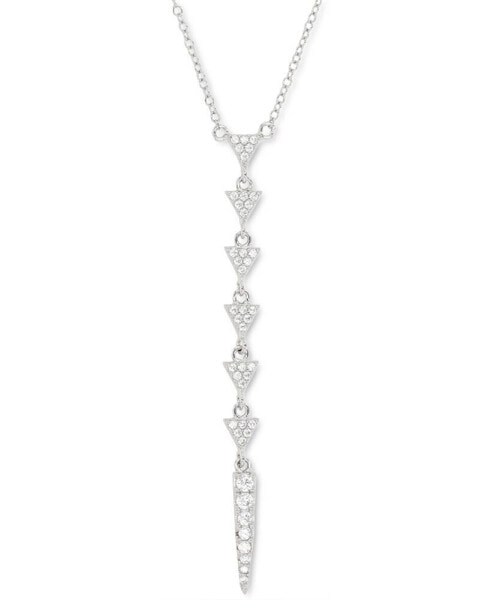 Macy's cubic Zirconia Triangle Lariat Necklace in Sterling Silver, 16" + 2" extender