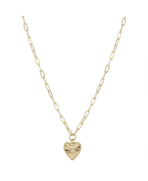 Unwritten 14K Gold Flash Plated Cubic Zirconia Heart Pendant Necklace