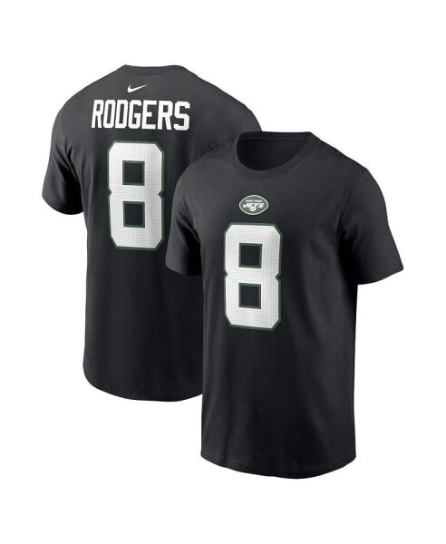 Men's Aaron Rodgers Black New York Jets Player Name and Number T-shirt