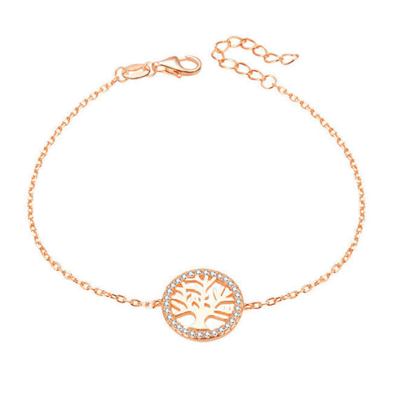 Серебряный браслет с покрытием из розового золота с древом жизни AGB485 / 20-ROSE
