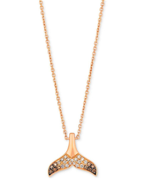 Le Vian chocolate Ombré Diamond Whale Tail 19" Adjustable Pendant Necklace (1/5 ct. t.w.) in 14k Rose Gold