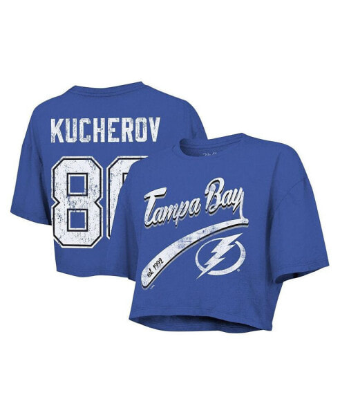 Threads Women's Nikita Kucherov Royal Tampa Bay Lightning Behind the Net Boxy Name Number Cropped T-Shirt