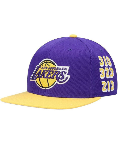 Men's Purple Los Angeles Lakers Area Code Snapback Hat