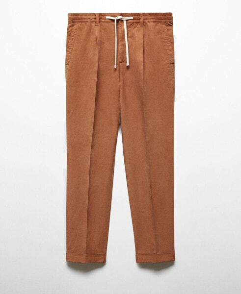 Men's Linen-Blend Slim-Fit Drawstring Pants