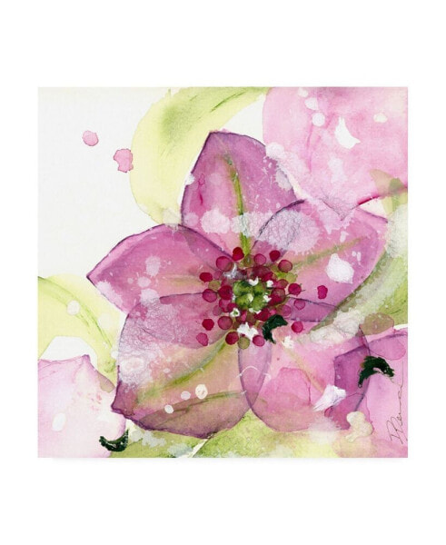 Dawn Derma Pink Flower in the Snow Canvas Art - 15.5" x 21"