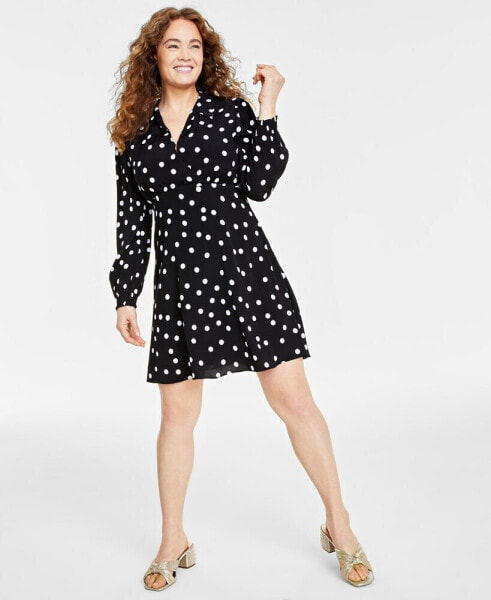 Women's Print Collared Mini Dress, Created for Macy's