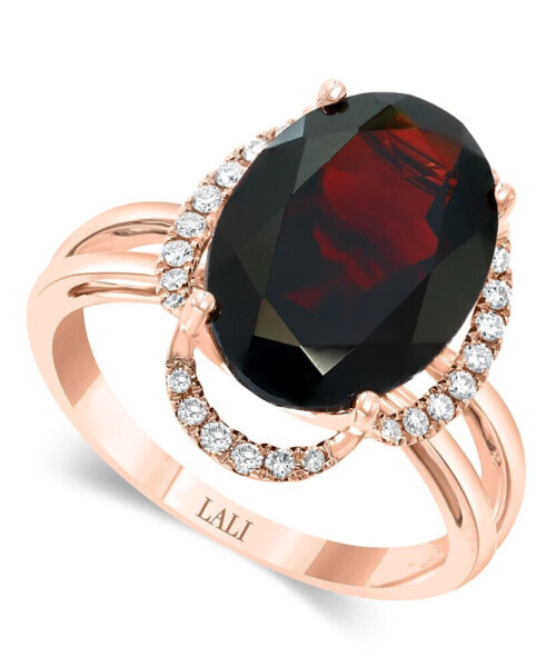 Garnet (7-5/8 ct. t.w.) & Diamond (1/6 ct. t.w.) Statement Ring in 14k Rose Gold