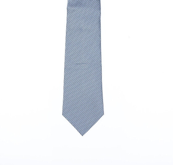 ZEGNA 288826 Men's Geometric Silk Tie Blue
