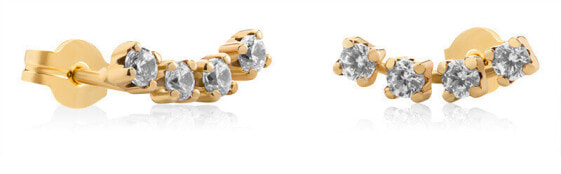 Sparkling yellow gold earrings with zircons 14/184.541/3ZIR