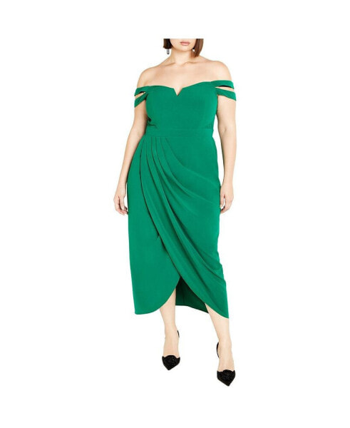 Plus Size Rosa Off Shoulder Midi Love Dress