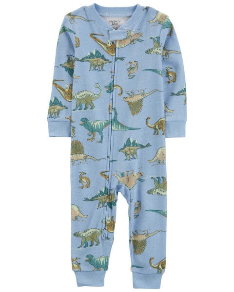 Toddler 1-Piece Dinosaur 100% Snug Fit Cotton Footless Pajamas 2T