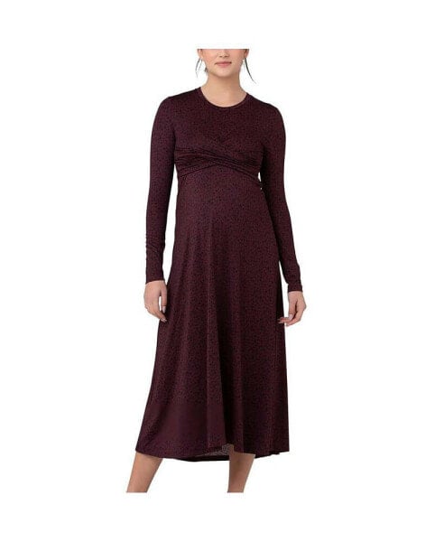 Maternity Ripe Jude Cross Front Nursing Dress Maroon/Black